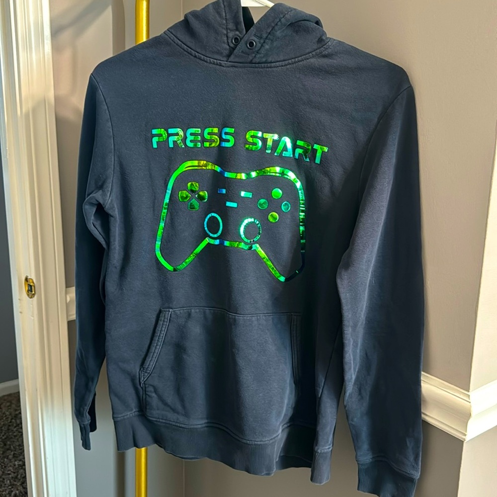 H&M Boys Dark Blue Gaming Hoodie Size 16/18